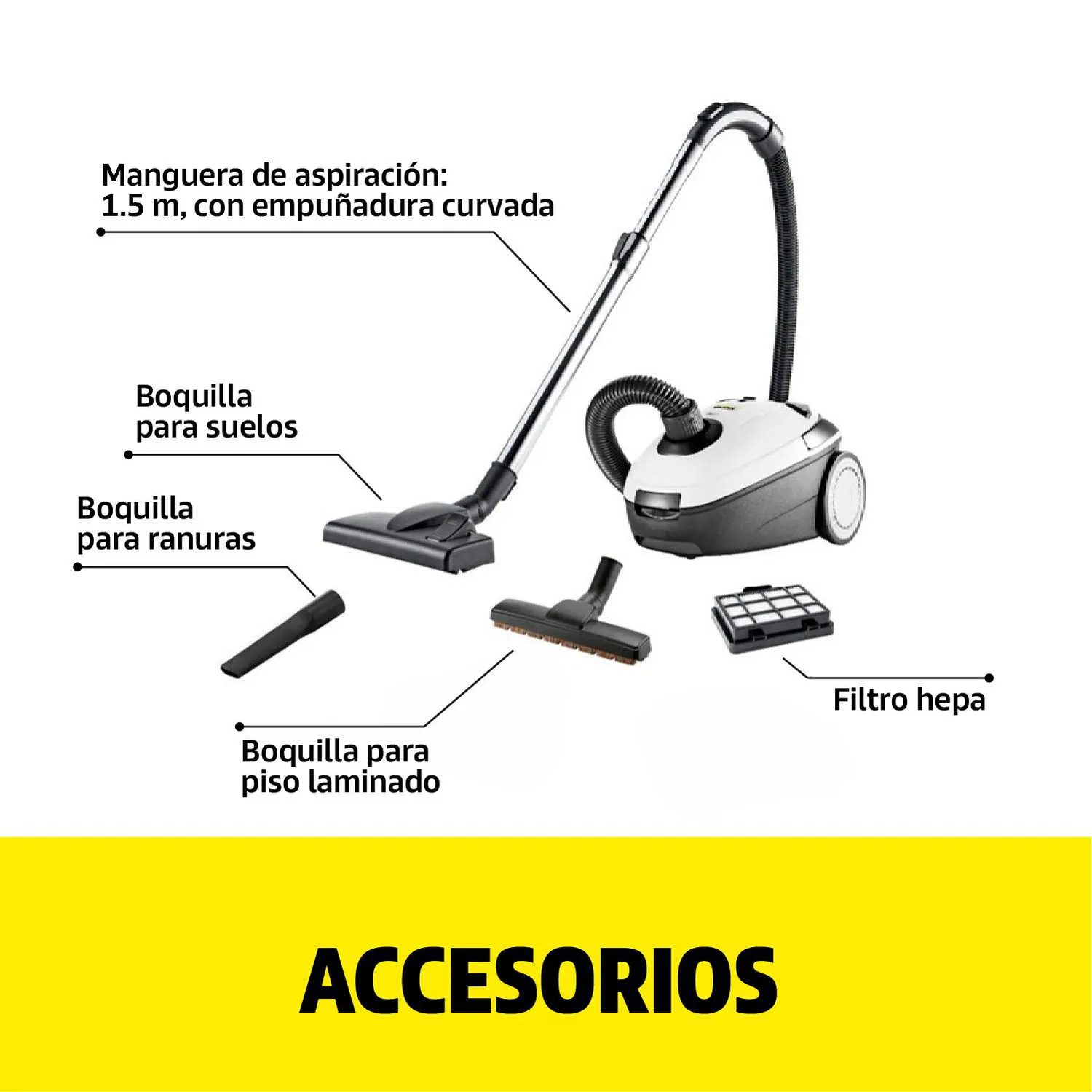 Aspiradora con Bolsa Filtro Hepa 140Mbar 1.5 Lt VC1