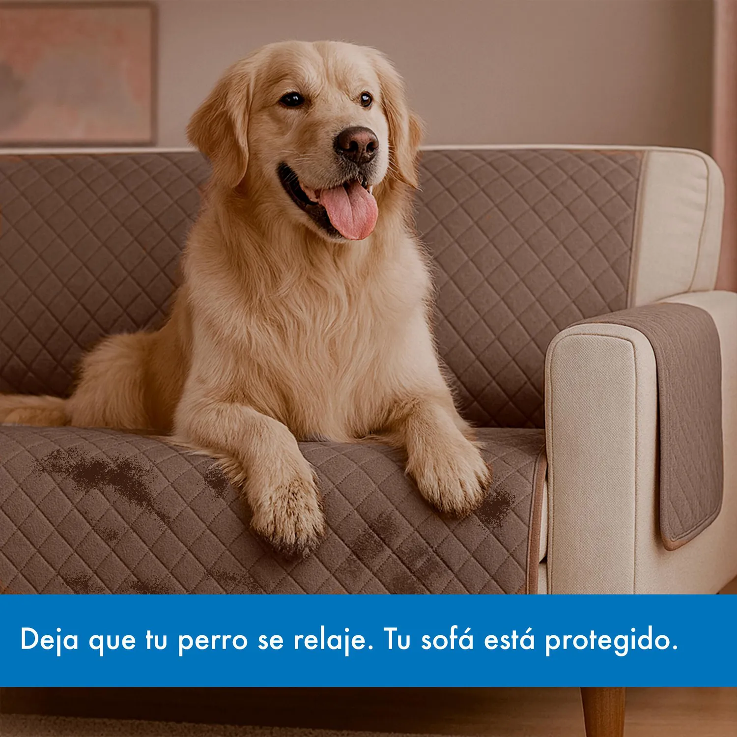 Protector de Sofá Doble Faz 3 Puestos Beige/Chocolate 180 x 180 cm 7