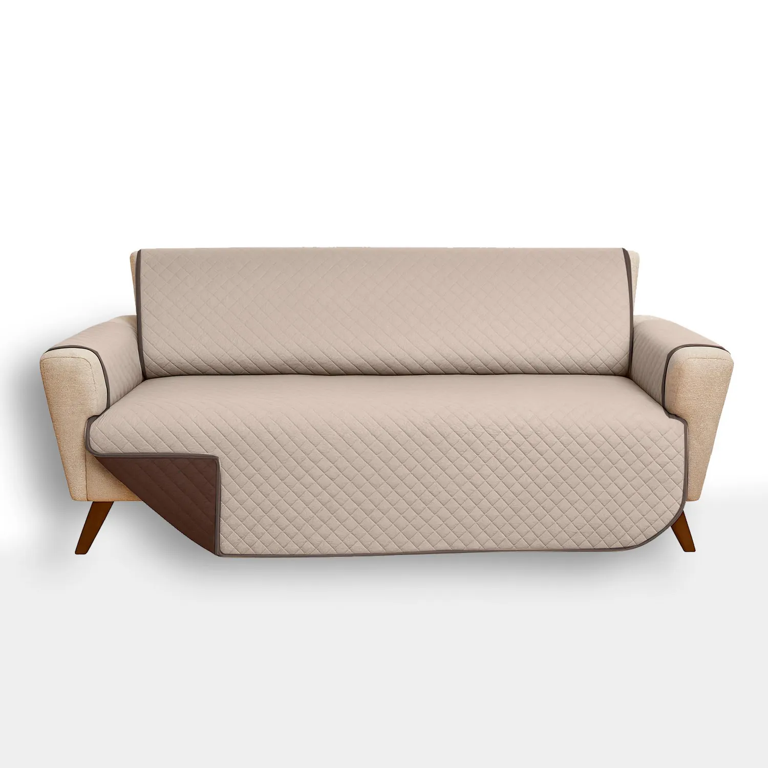 Protector de Sofá Doble Faz 3 Puestos Beige/Chocolate 180 x 180 cm 11