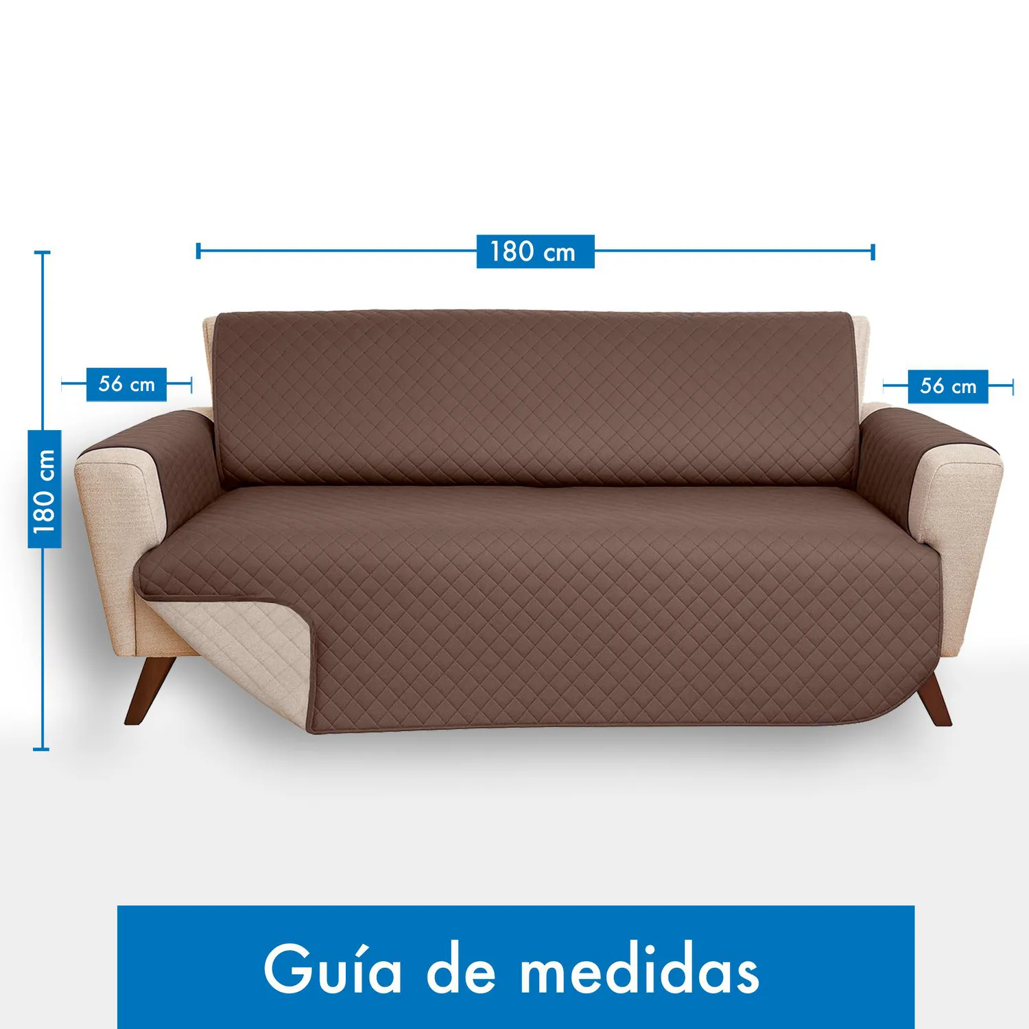 Protector de Sofá Doble Faz 3 Puestos Beige/Chocolate 180 x 180 cm 17