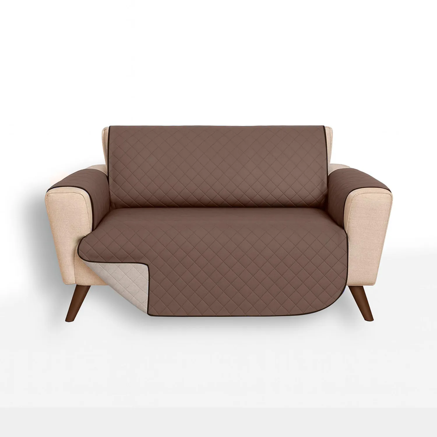 Protector de Sofá Doble Faz 2 Puestos Beige/Chocolate 120x 180 cm 8
