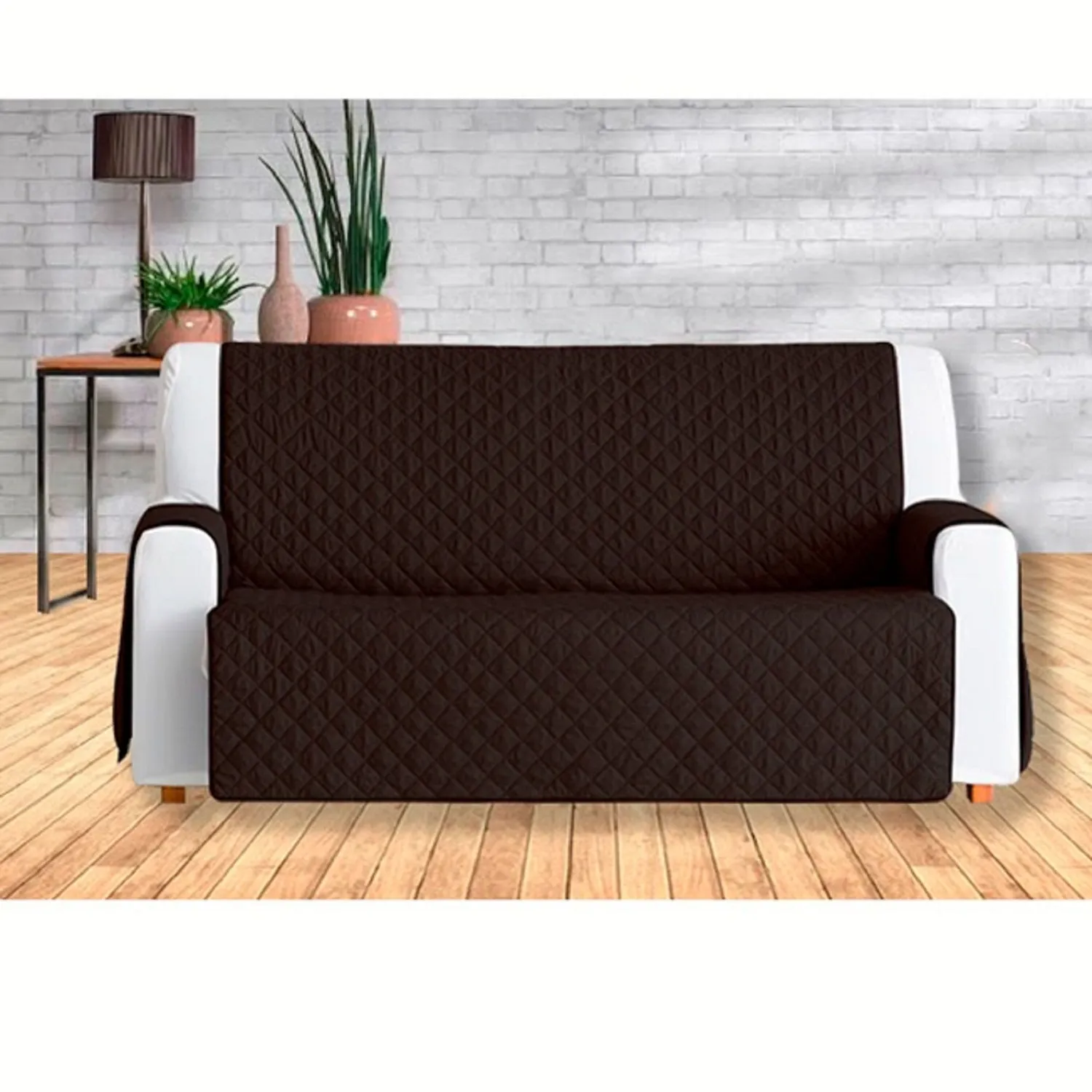 Protector de Sofá Doble Faz 2 Puestos Beige/Chocolate 120x 180 cm 16