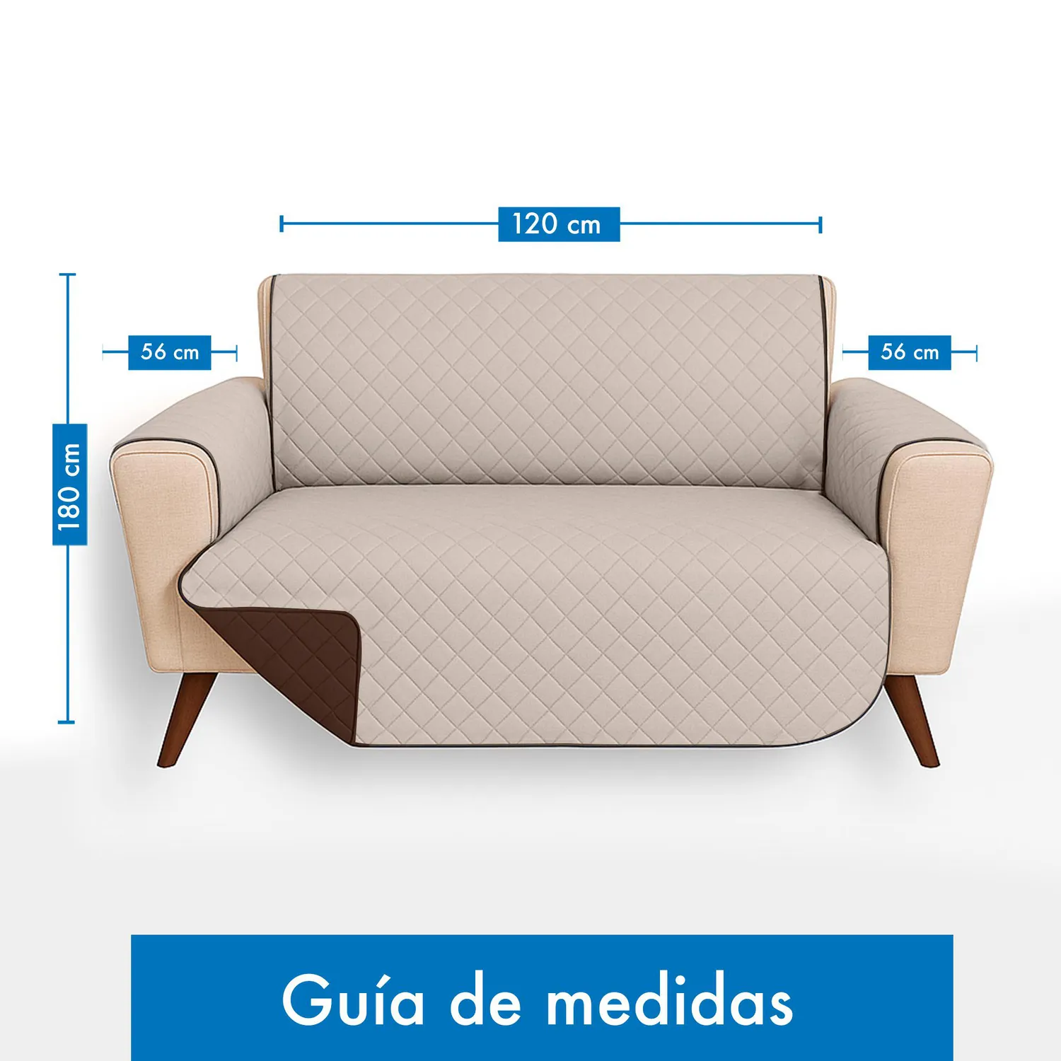 Protector de Sofá Doble Faz 2 Puestos Beige/Chocolate 120x 180 cm 17