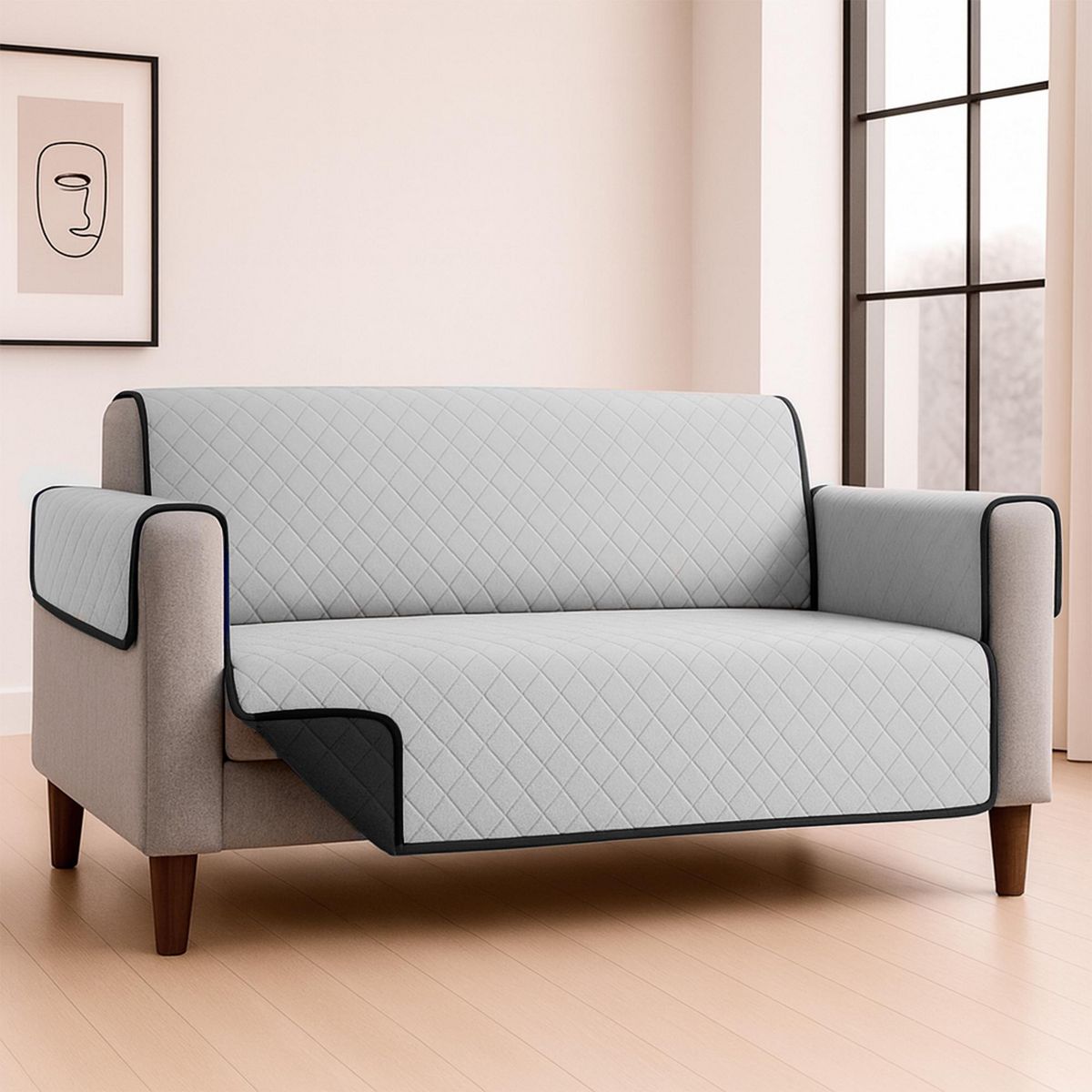 JUST HOME COLLECTION - Protector de Sofá Doble Faz 2 Puestos Beige/Chocolate 120x 180 cm