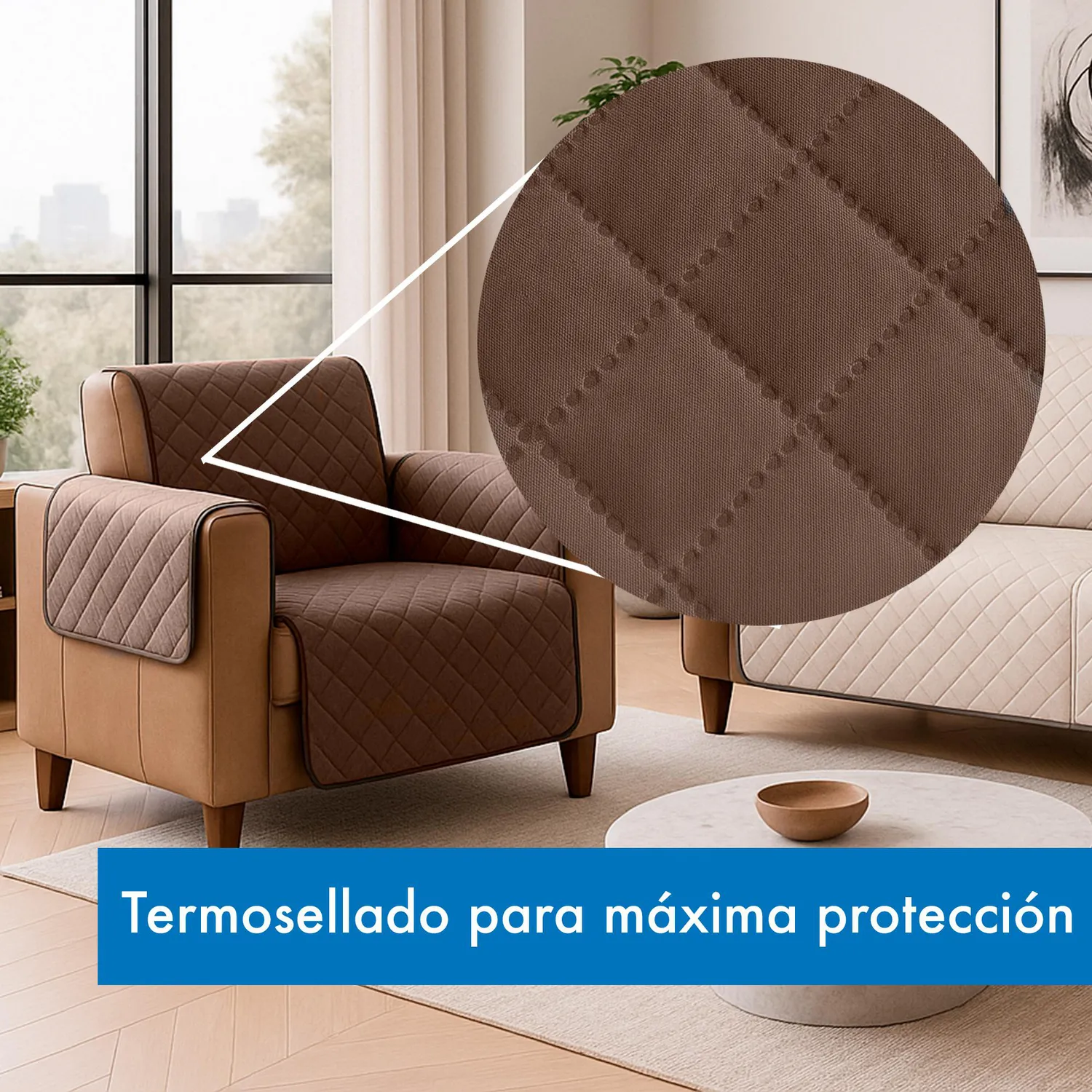 Forro Protector de Sofá Doble Faz 1 Puesto Beige/Chocolate 60 x 180 cm 8