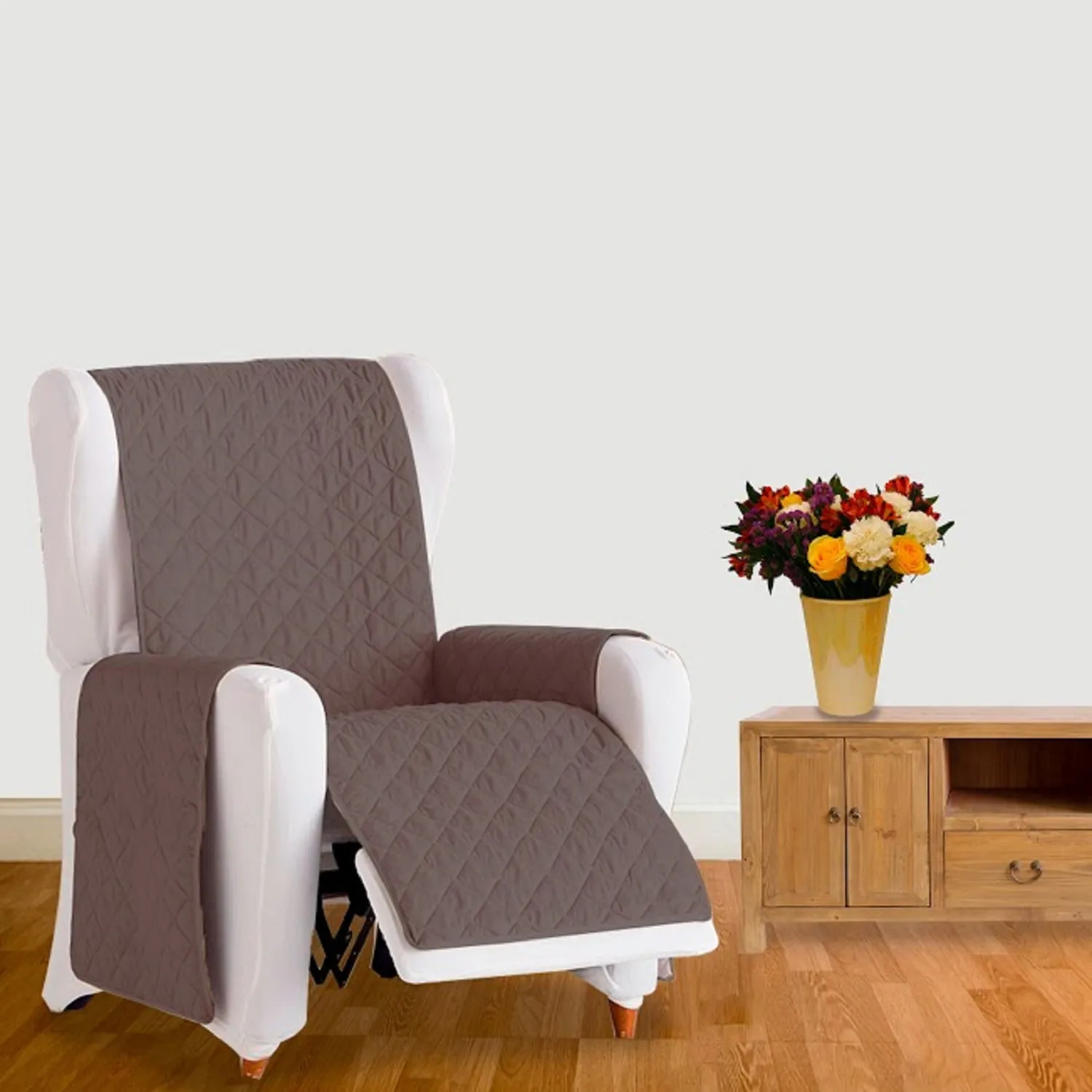 Forro Protector de Sofá Doble Faz 1 Puesto Beige/Chocolate 60 x 180 cm 10