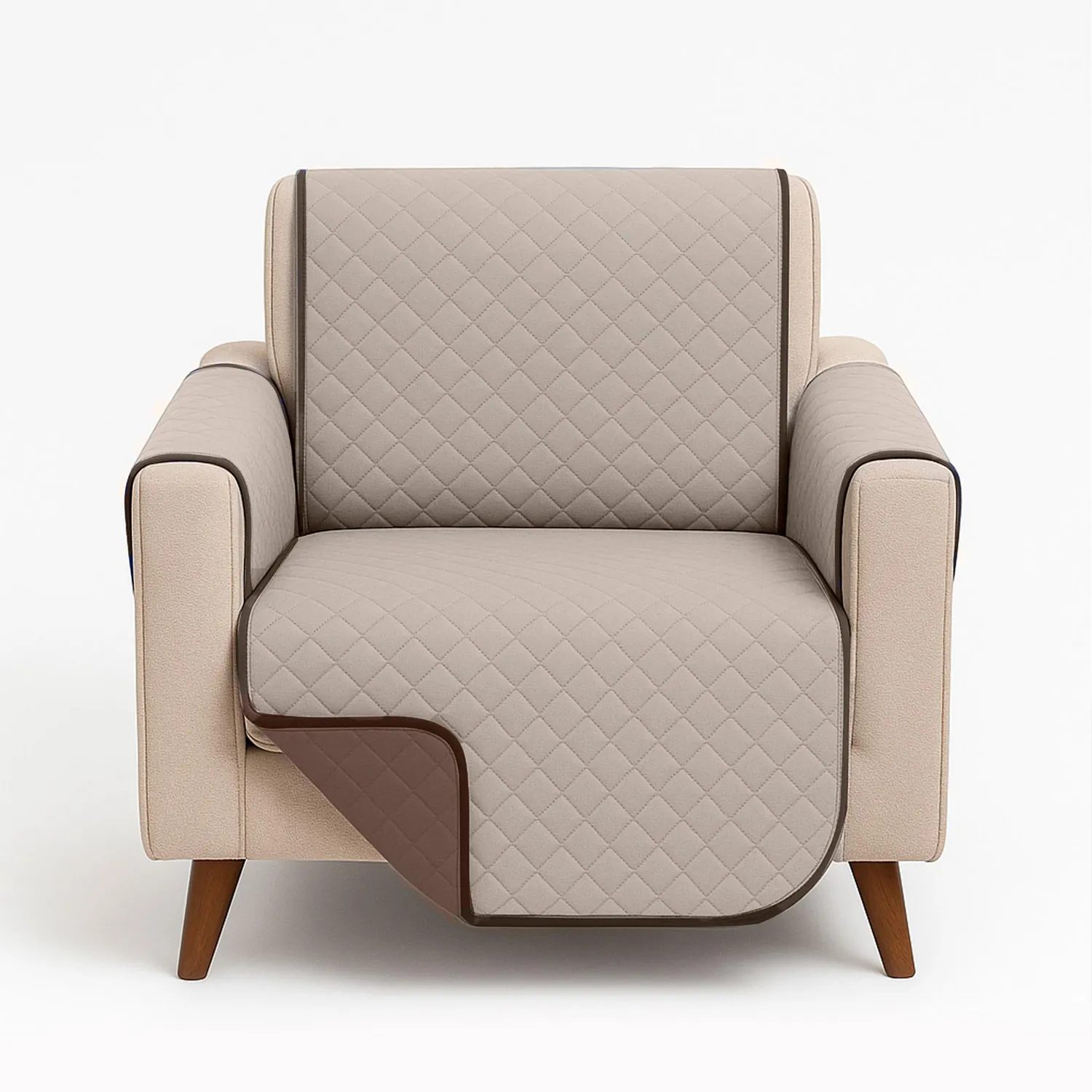 Forro Protector de Sofá Doble Faz 1 Puesto Beige/Chocolate 60 x 180 cm 12