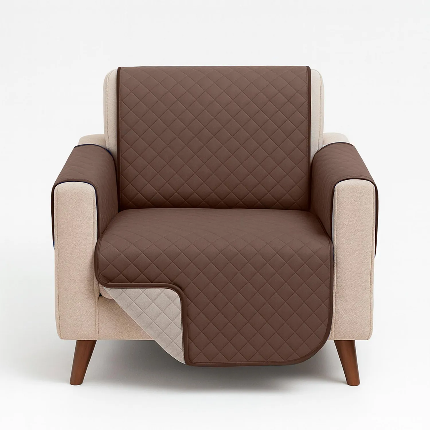 Forro Protector de Sofá Doble Faz 1 Puesto Beige/Chocolate 60 x 180 cm 13