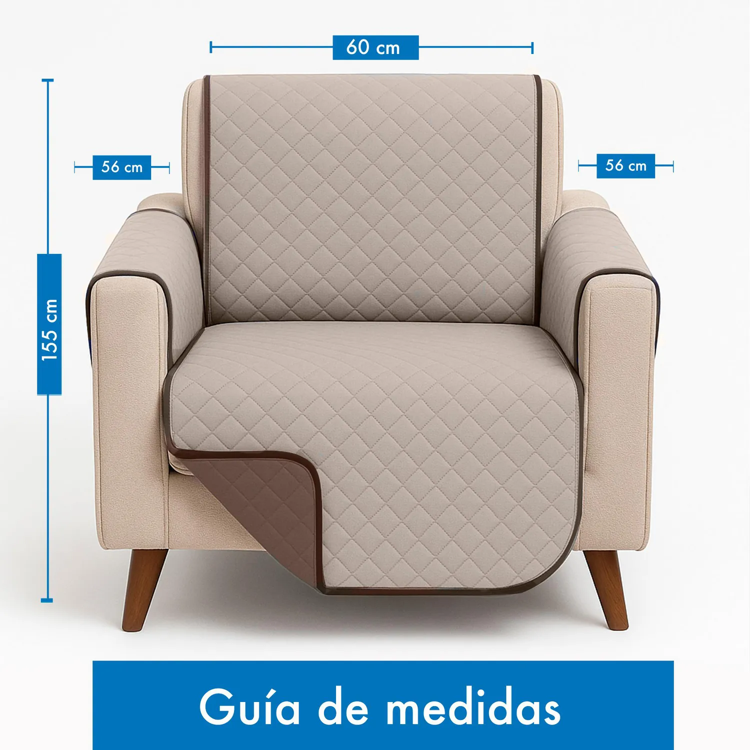 Forro Protector de Sofá Doble Faz 1 Puesto Beige/Chocolate 60 x 180 cm 18