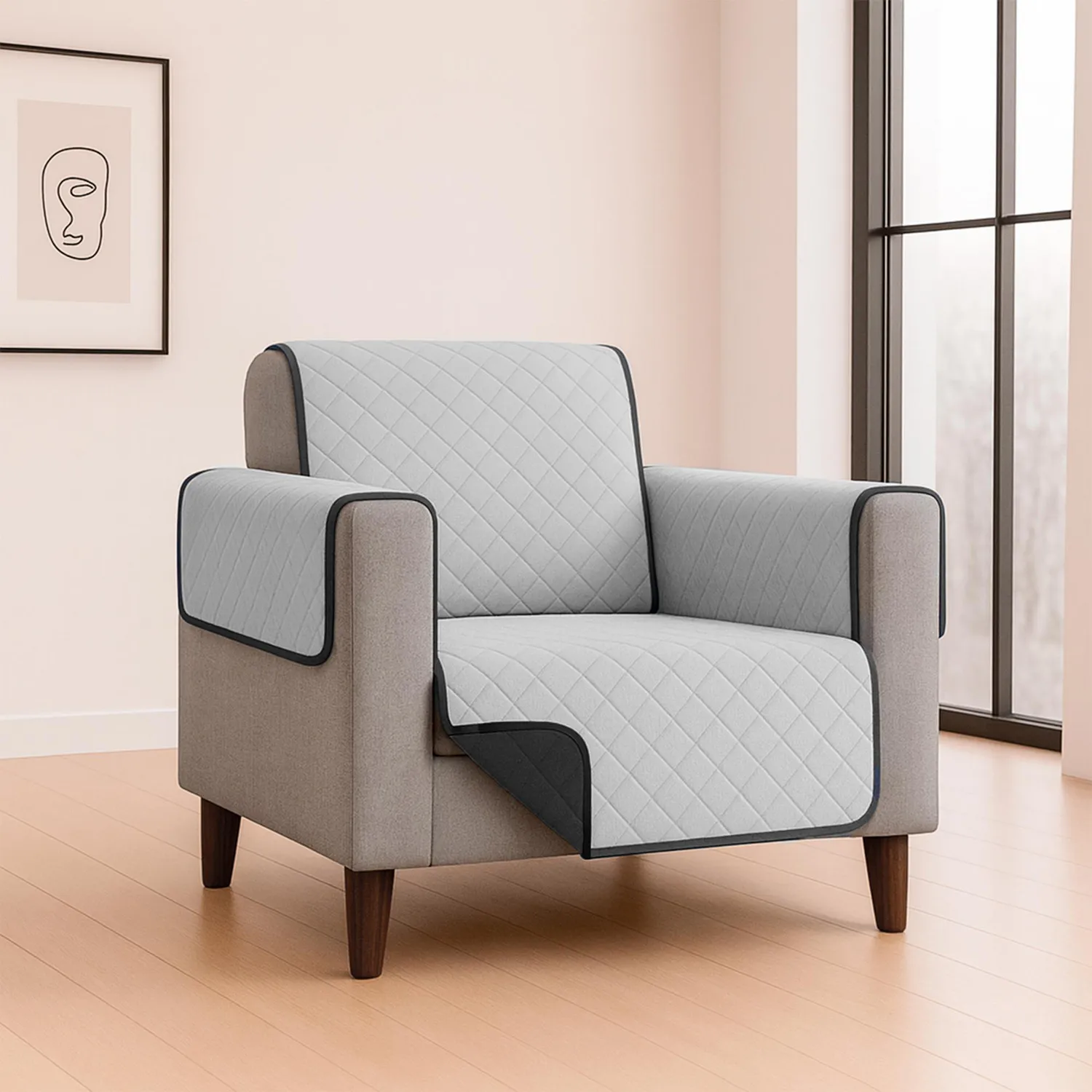 Forro Protector de Sofá Doble Faz 1 Puesto Negro/Gris 60 x 180 cm