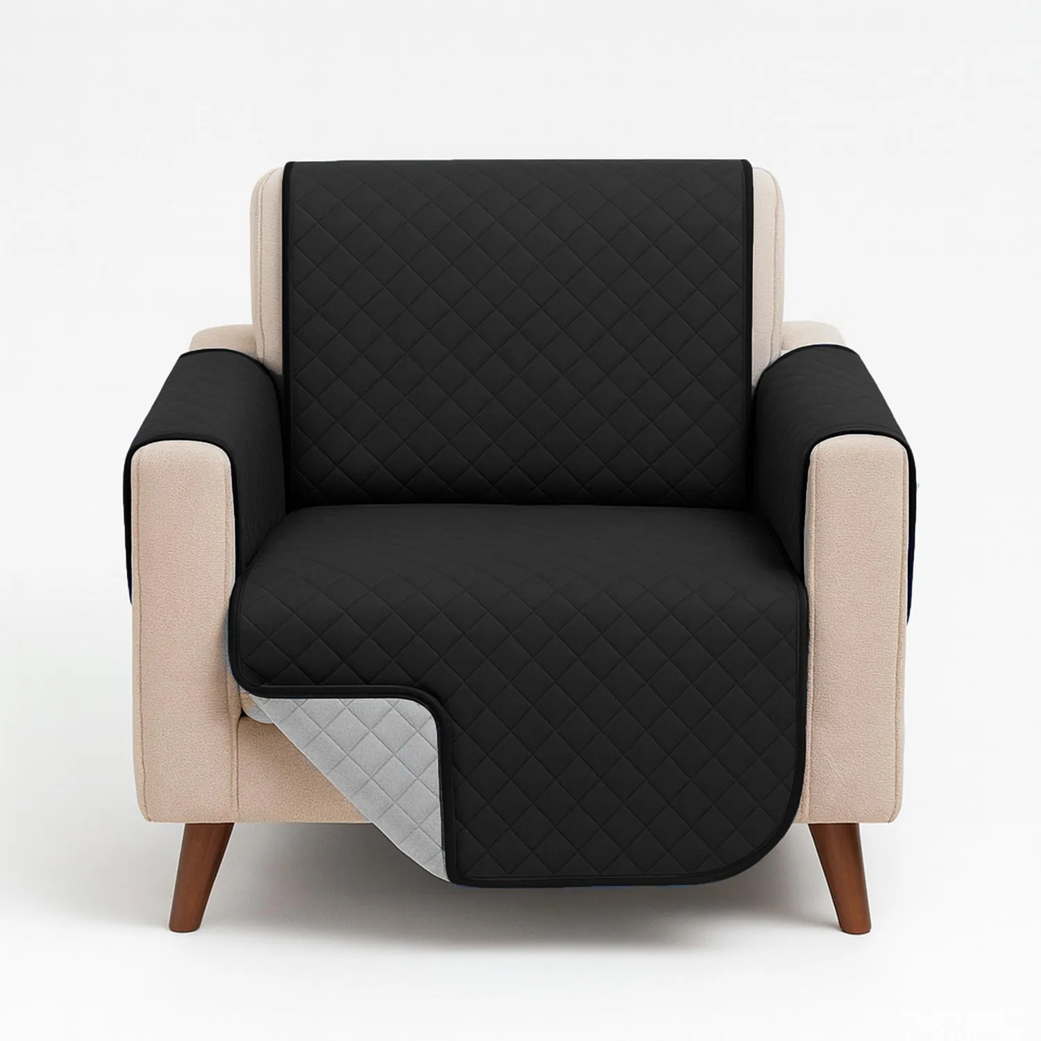 Forro Protector de Sofá Doble Faz 1 Puesto Negro/Gris 60 x 180 cm 12