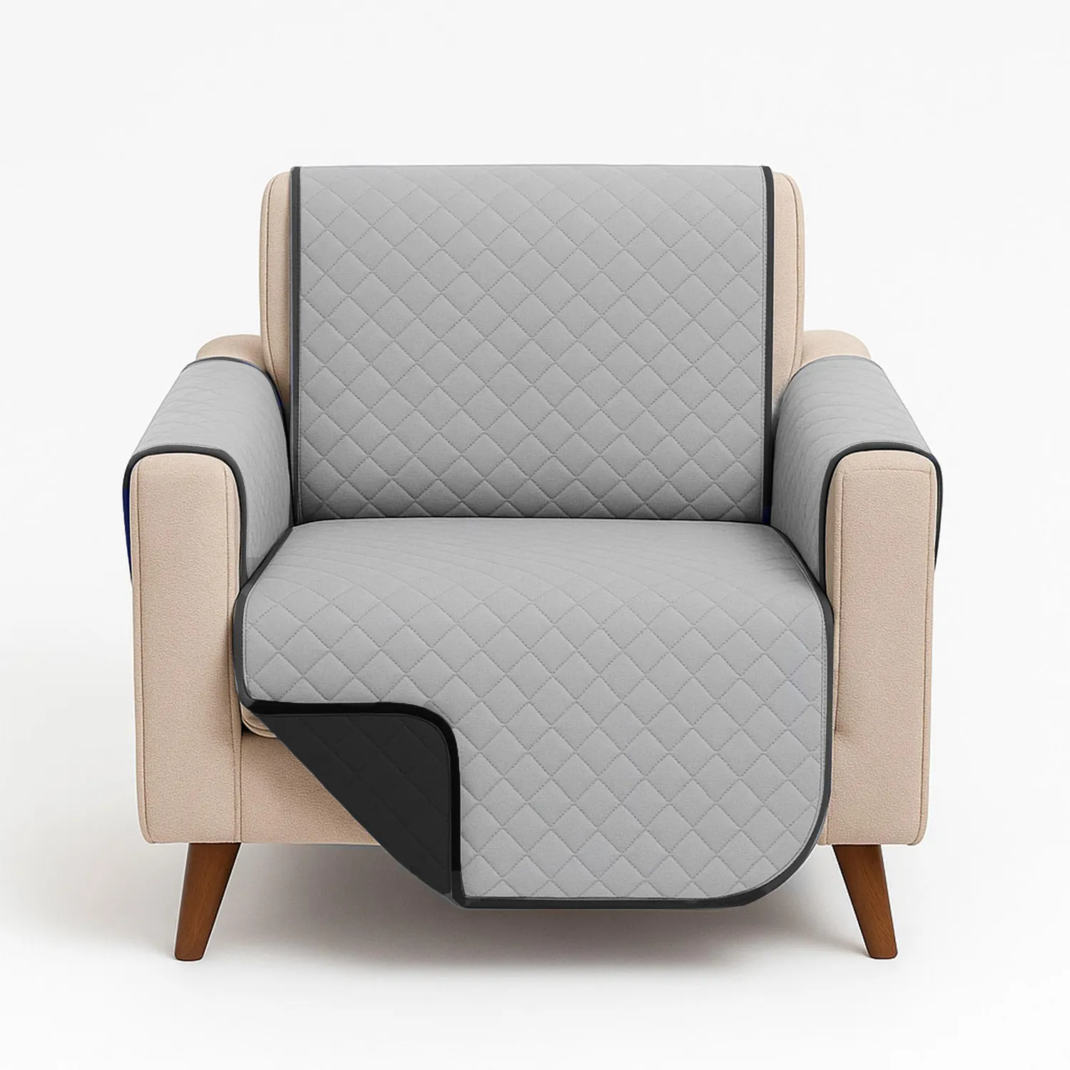 Forro Protector de Sofá Doble Faz 1 Puesto Negro/Gris 60 x 180 cm 13