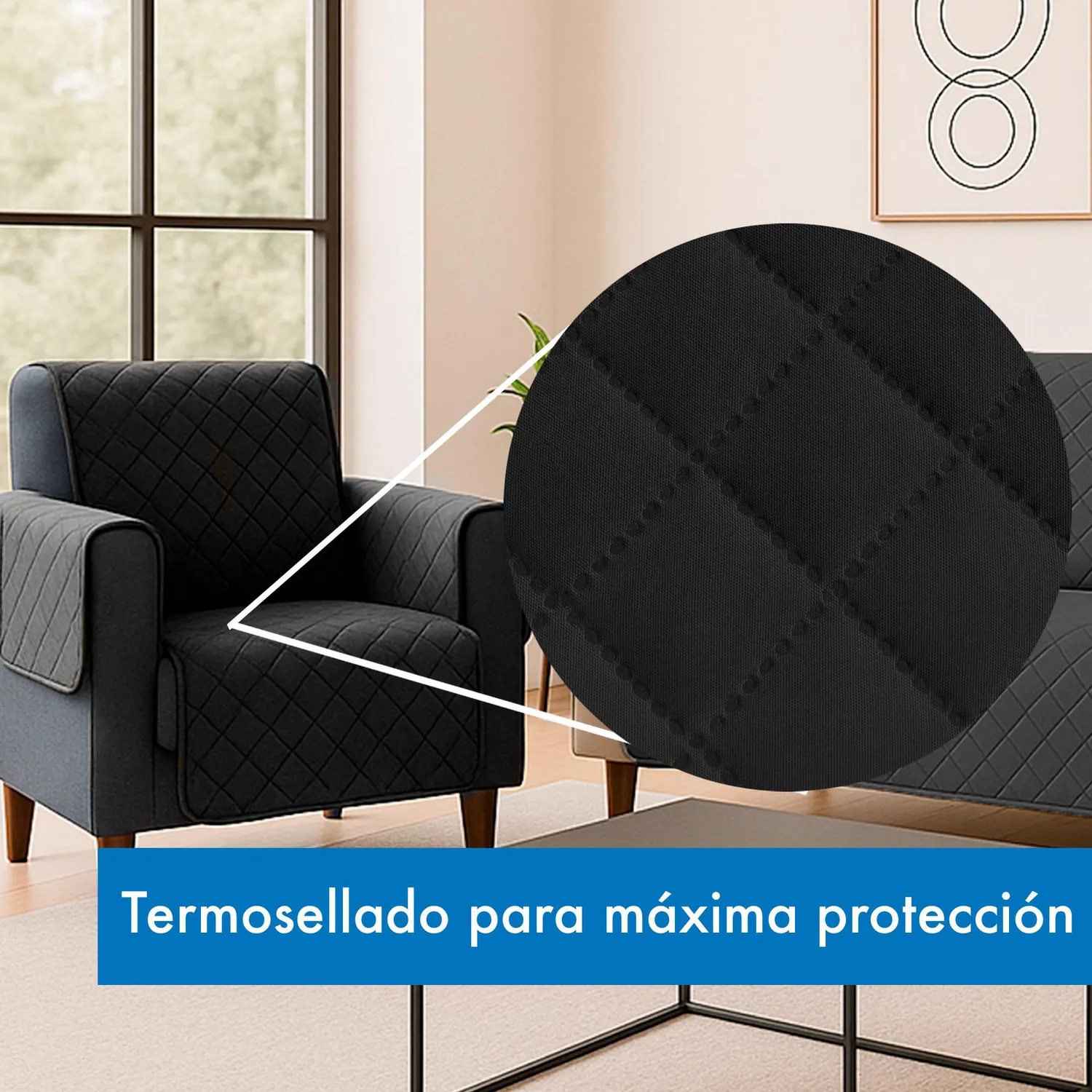 Forro Protector de Sofá Doble Faz 1 Puesto Negro/Gris 60 x 180 cm 15