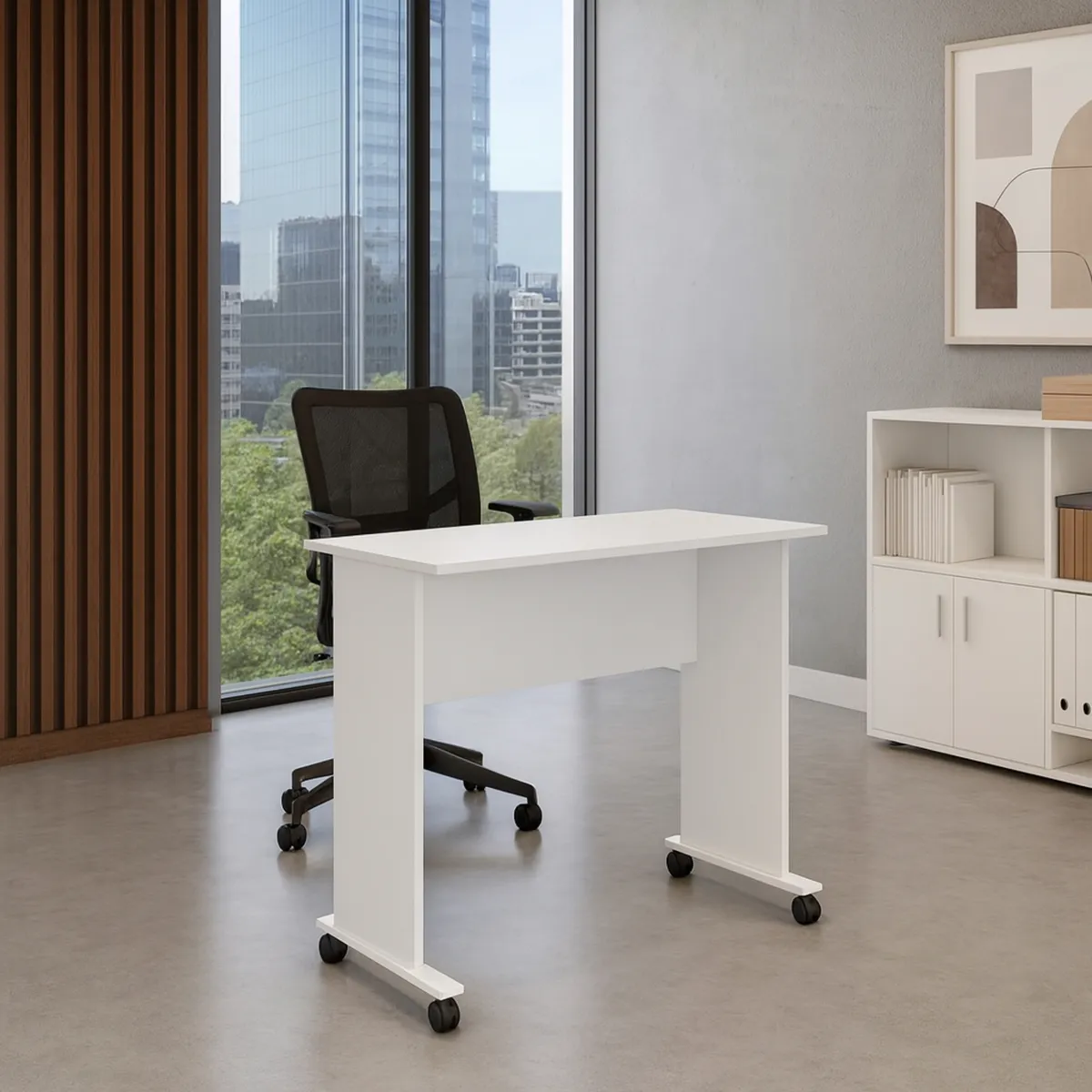Escritorio Plegable Chicago Blanco 80x40x73 cm con Ruedas y ...