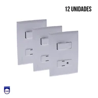 Interruptor y Toma Corriente Fuga Blanco Set x 12