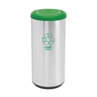 Basurero Papelera Tramontina Piemonte en Acero Inoxidable 304 Tapa Basculante Verde 40Lts