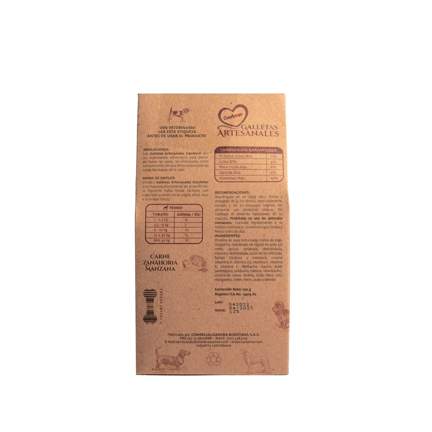 Snack Para Perro Galletas Artesanales Canamor 150g