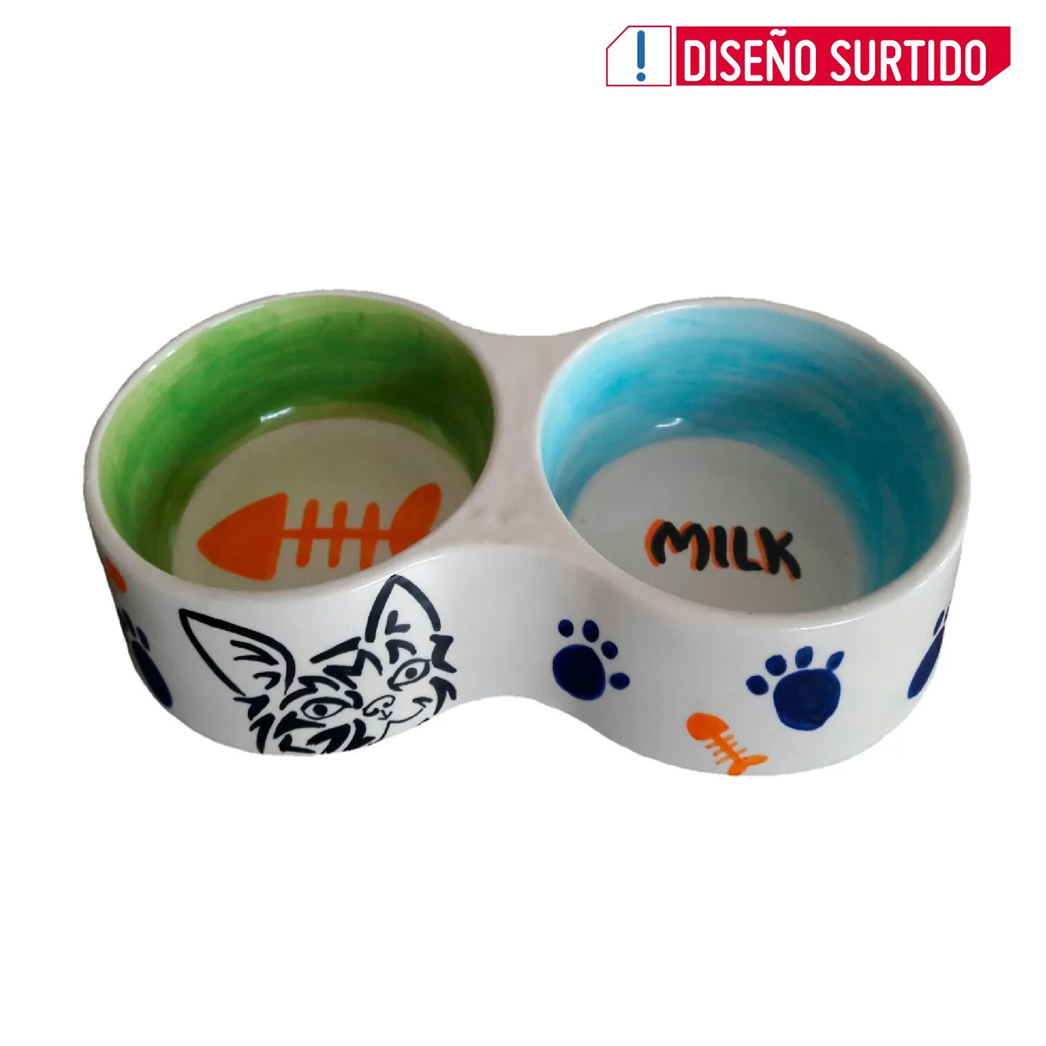 Comedero Bebedero Para Perro Doble Arte Y Arcilla 25Cm
