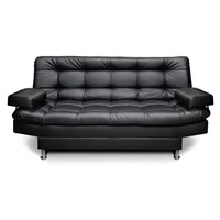 Sofá Cama Carvallo 3 Posiciones Tipo Cuero Negro