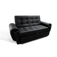 Sofá Cama Vignelli Tipo Cuero Negro Sc10050