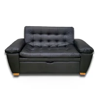 Sofá Cama Mirano Con Pillow Tipo Cuero Negro Sc10130