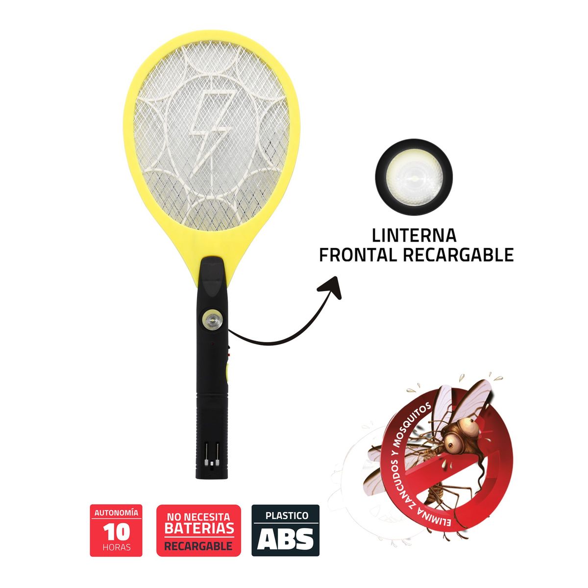 ERGO - Raqueta Mata Insectos Con Linterna Recargable Ergo