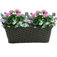 Jardinera Ratán Sintético Tedijo Rectangular Calima 35x13x17cm Wengue