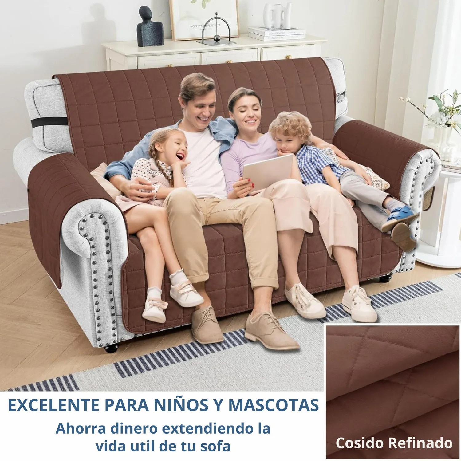 Protector de Sofá para Mascotas Doble Faz Chocolate - Camel 2 Puestos