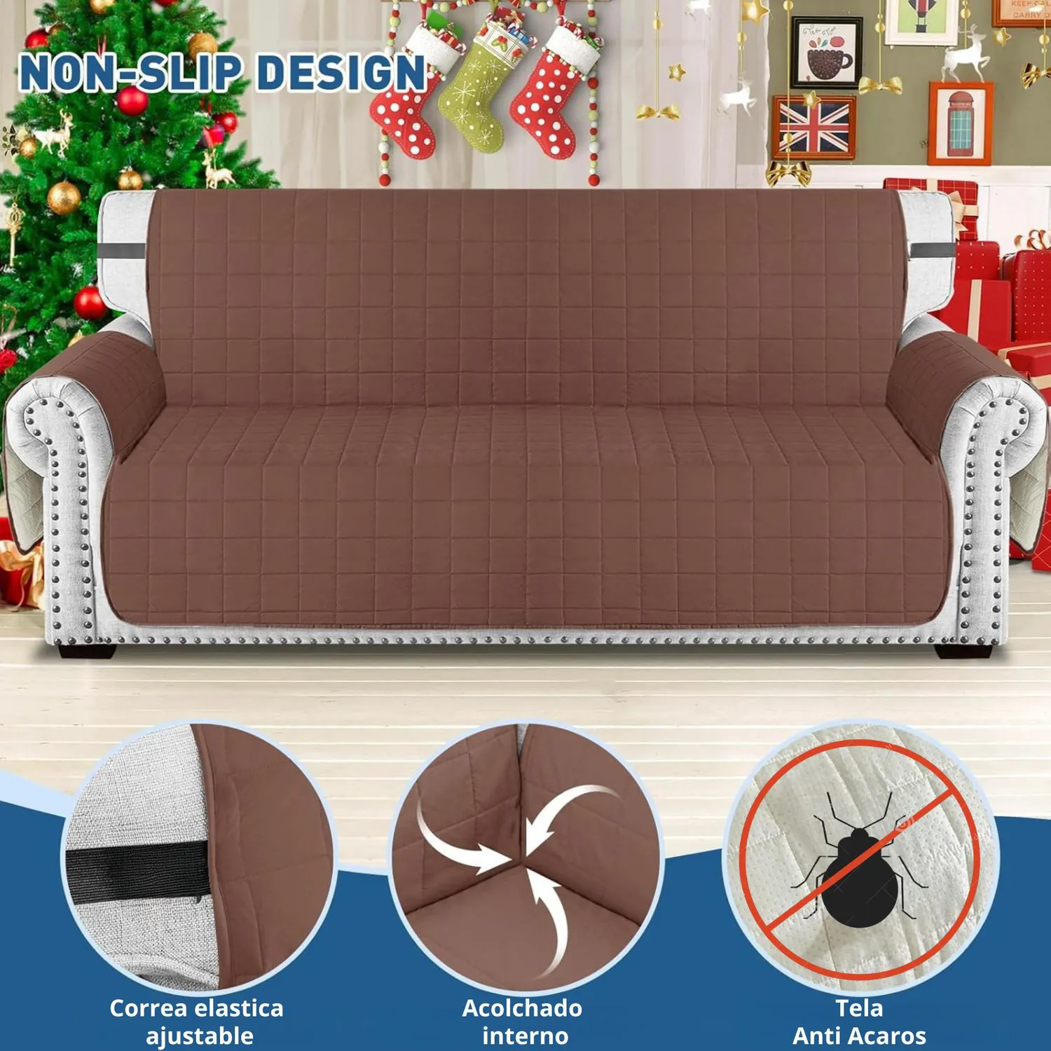 Protector de Sofá para Mascotas Doble Faz Chocolate - Camel 2 Puestos 4