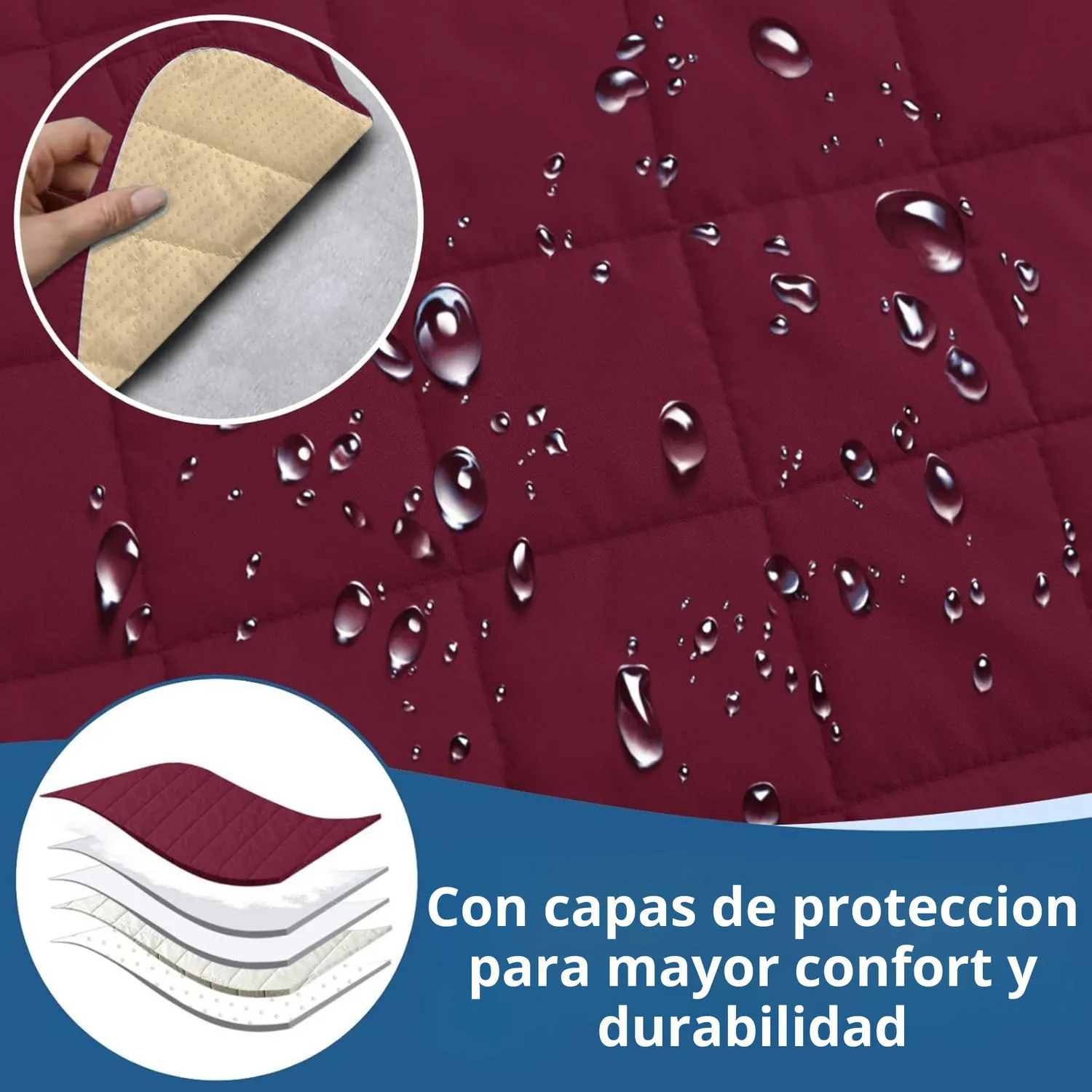 Protector De Sofá Para Mascotas Doble Faz Vinotinto-Camel 2 Puestos 3