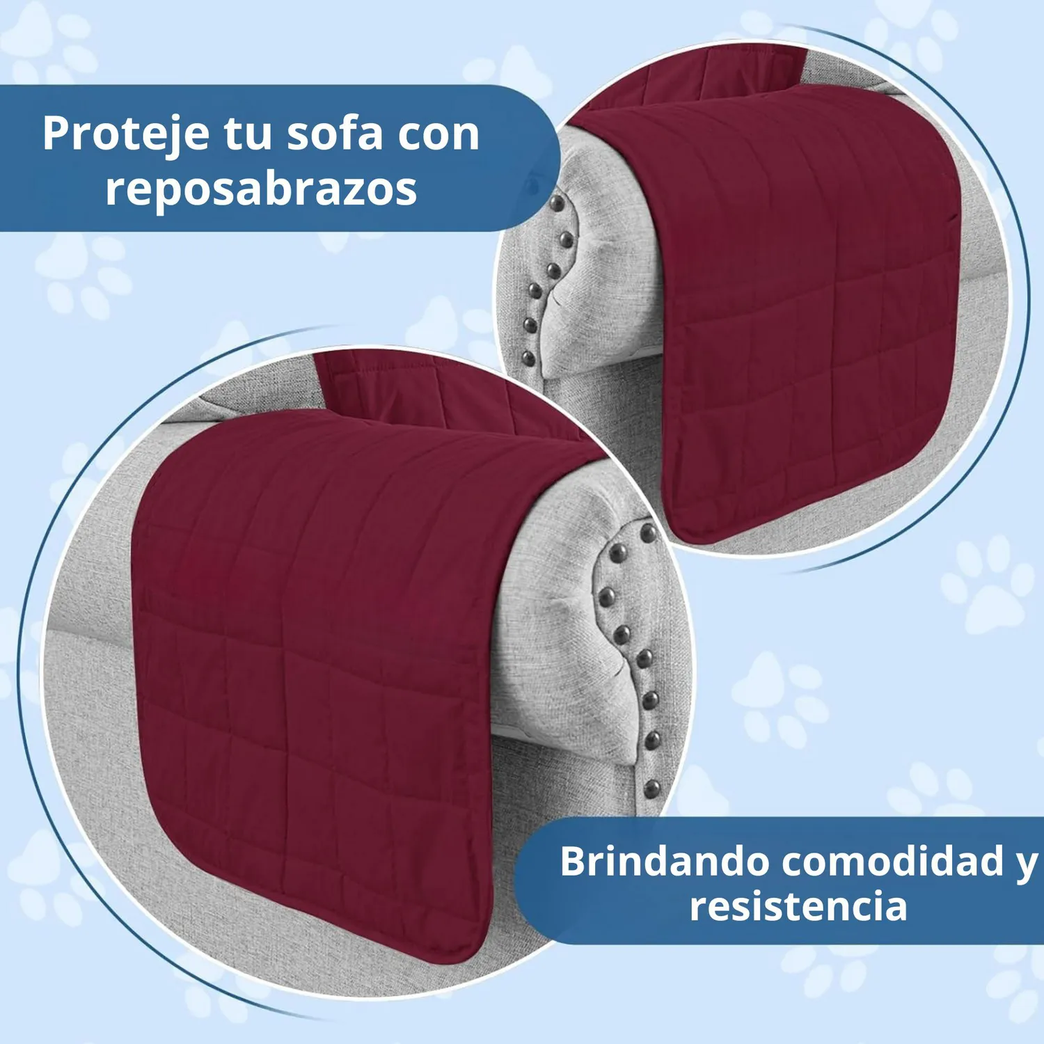 Protector De Sofá Para Mascotas Doble Faz Vinotinto-Camel 2 Puestos 5