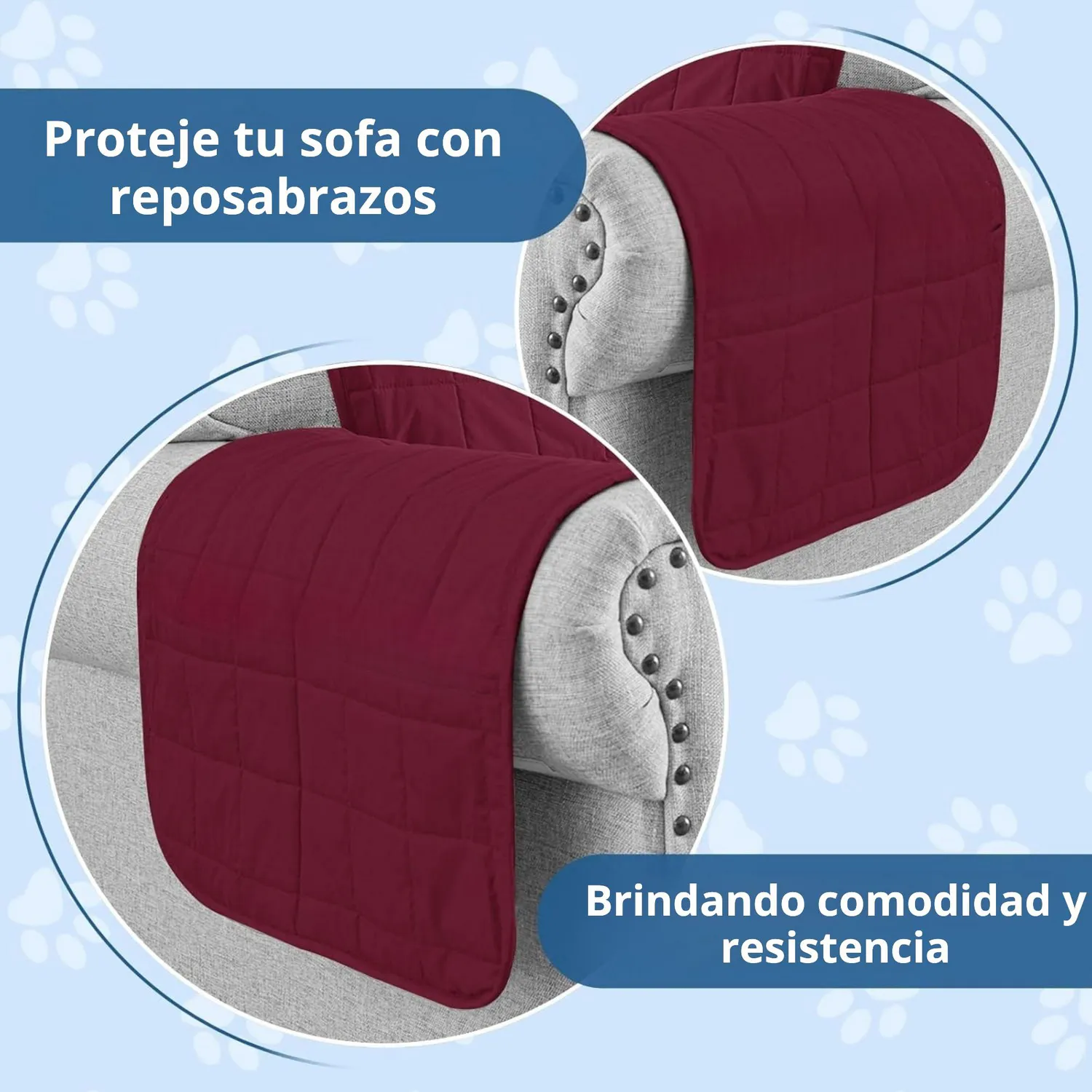 Protector de Sofá para Mascotas Doble Faz Vinotinto-Camel 3 Puestos 5