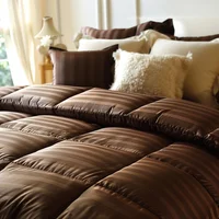 Plumón Sateen Stripe + 2 Fundas Doble Chocolate