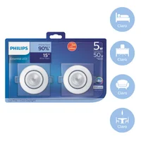 Set de 2 Ojo de Buey Red+Bombillo LED Gu10 350lm 5w Luz Fría