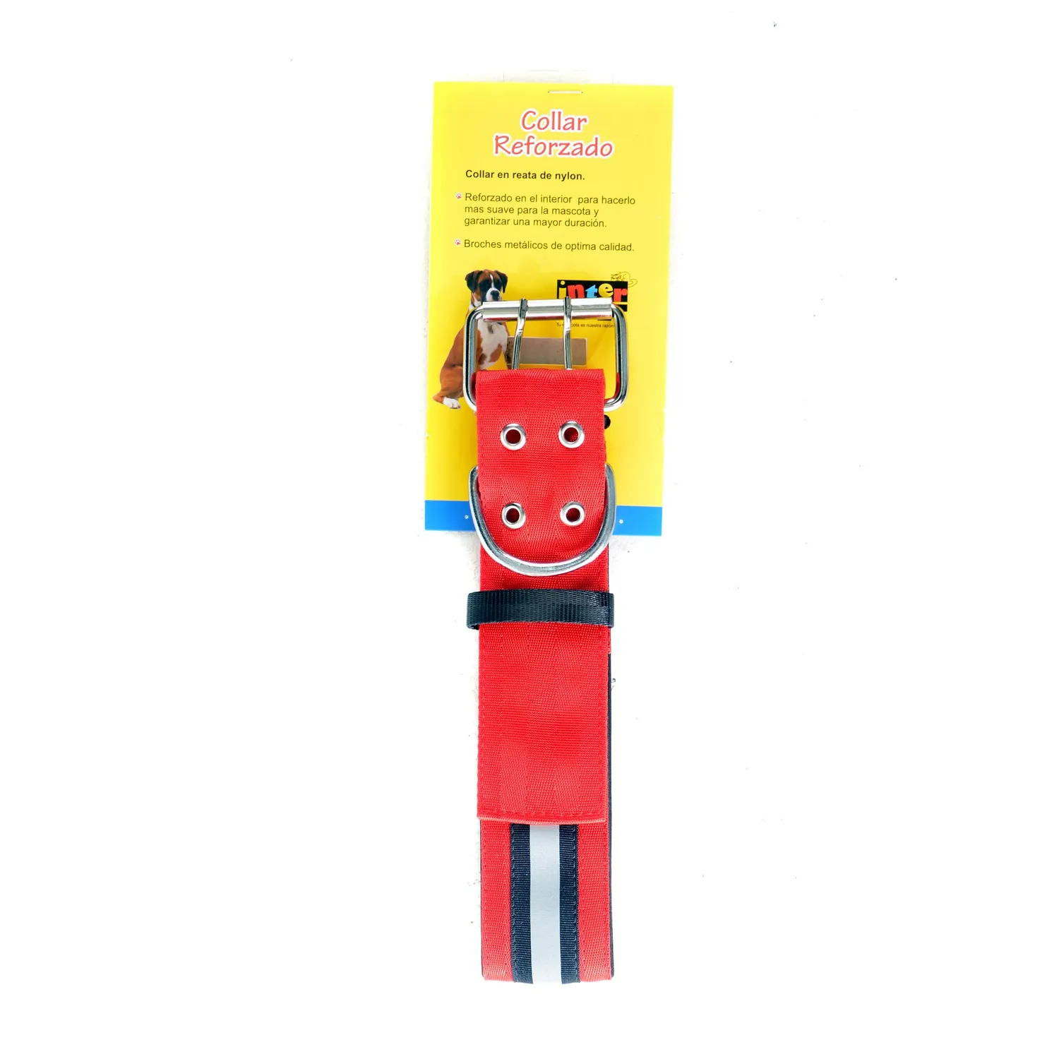Collar Para Perro Razas Grandes Extra Fuerte Reflectivo Interpet Rojo