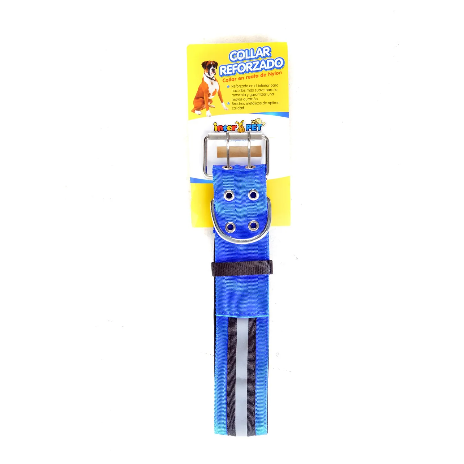 Collar Para Perro Razas Grandes Extra Fuerte Reflectivo Interpet Azul
