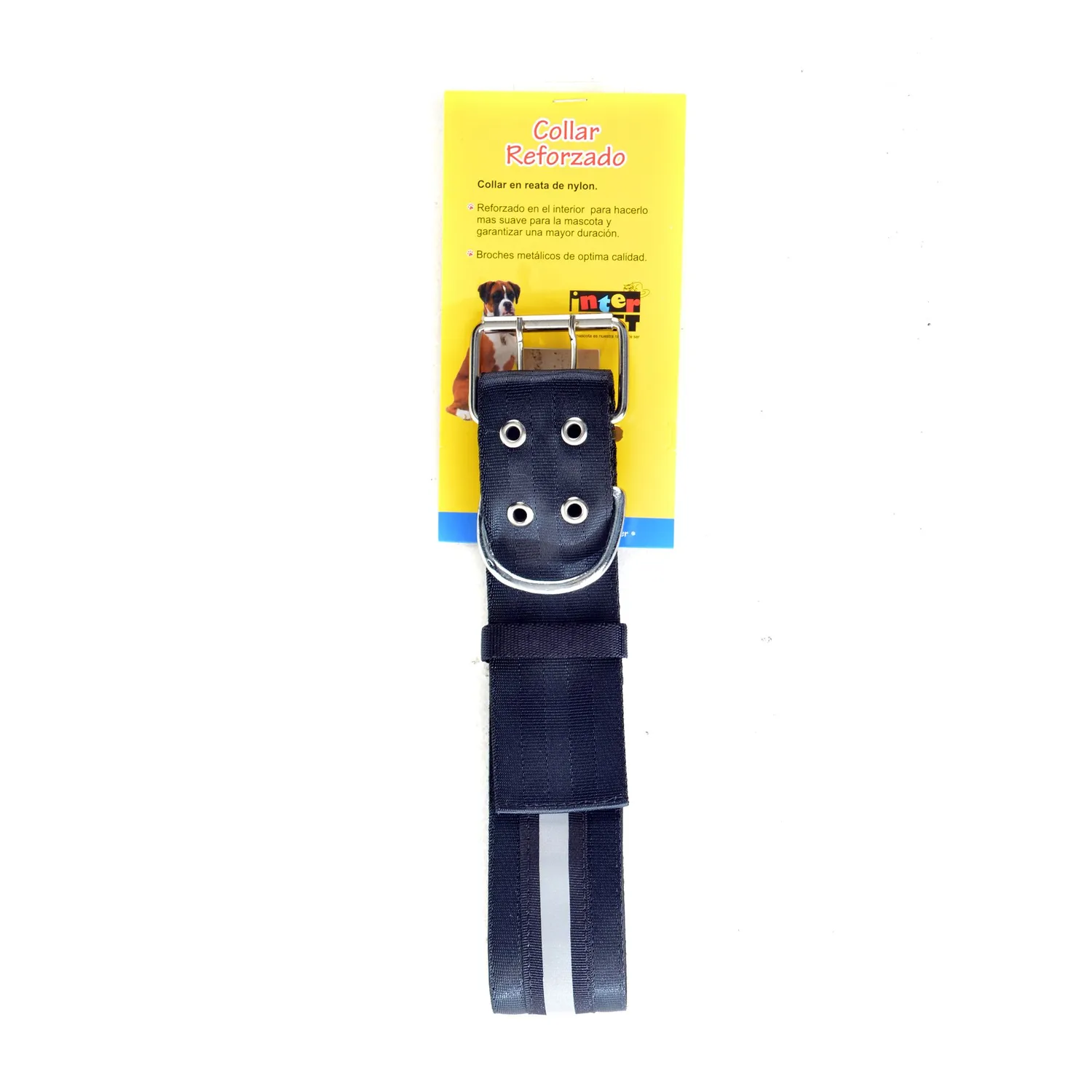 Collar Para Perro Razas Grandes Extra Fuerte Reflectivo Interpet Negro
