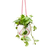 Matera Cerámica Esférica Colgante + Malla 18cm Blanco