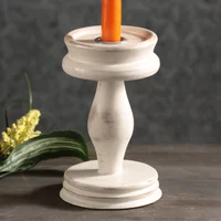 Candelabro Doble Uso Vintage Madera 11.5x11.5x17 Cm