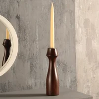 Candelabro 1  Doble Uso Bolo Café Madera 7.5x7.5x30 Cm