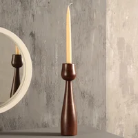 Candelabro 2  Doble Uso Bolo Café Madera 7.5x7.5x20 Cm