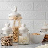 Frasco Vidrio 300ml con Tapa Cerámica Blanco