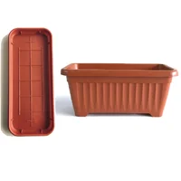 Jardinera Plástica Rectangular Con Bandeja 32x16x12cm Terracota