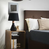 Lámpara Mesa Harlow con Interruptor Táctil 1 Luz E14 Negro Just Home Collection
