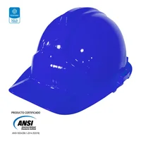Casco de Seguridad Dieléctrico Tipo I Clase E -G con 4 Puntos de Conexión para Barboquejo y Ajuste en Ratchet Azul Set x 10 Unidades