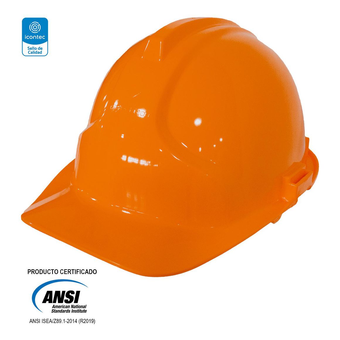 Casco de Seguridad Dieléctrico Tipo I Clase E -G con 4 Puntos de Conexión para Barboquejo y Ajuste en Ratchet Naranja Set x 10 Unidades