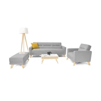 Juego de Sala Sion 85x205x82cm Plata + Mesa de Centro