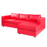 Sofá Esquinero Kansas Derecho Ecocuero Rojo