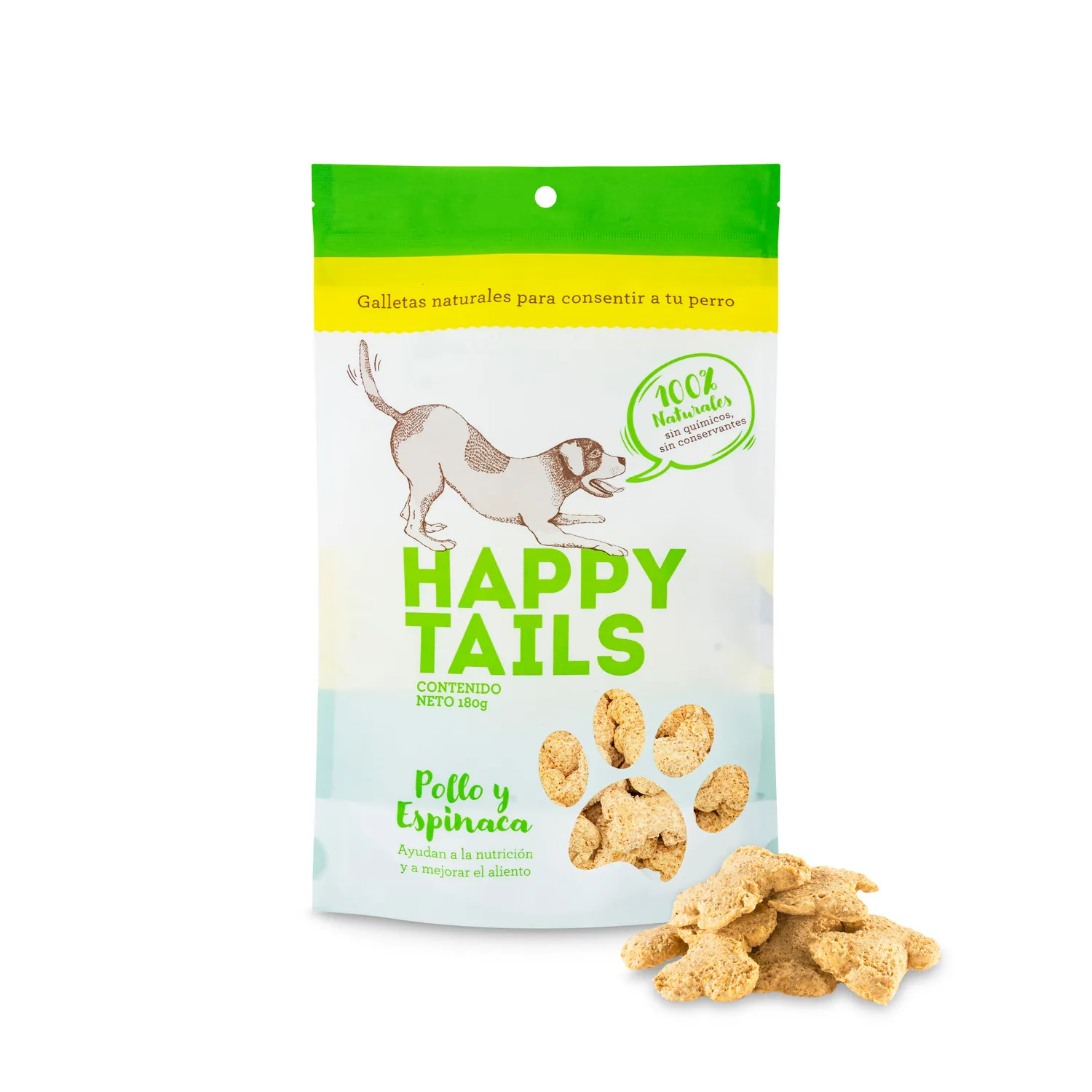 Snack Para Perro Pollo Y Espinaca Happy Tails 180g