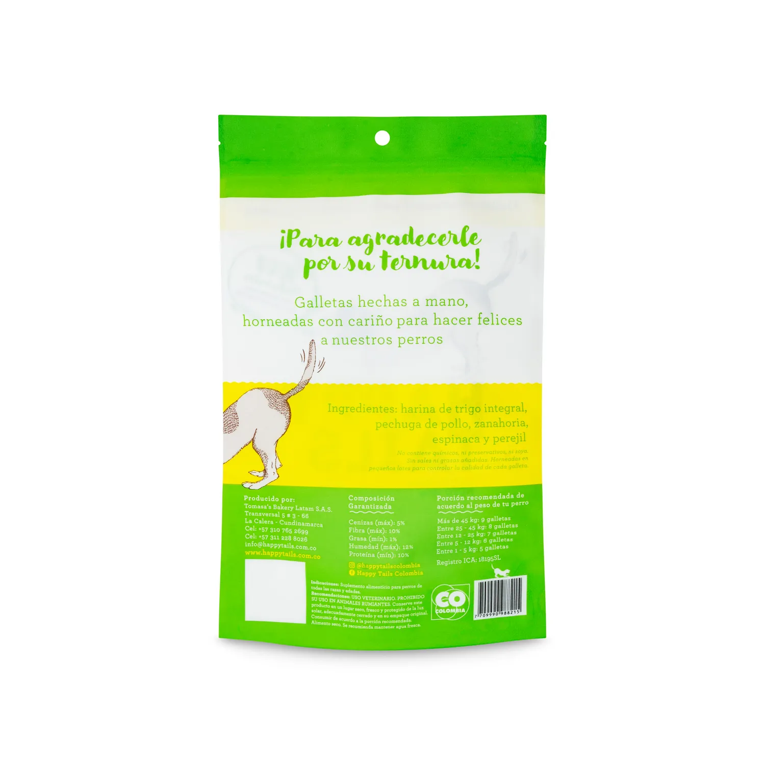 Snack Para Perro Pollo Y Espinaca Happy Tails 180g